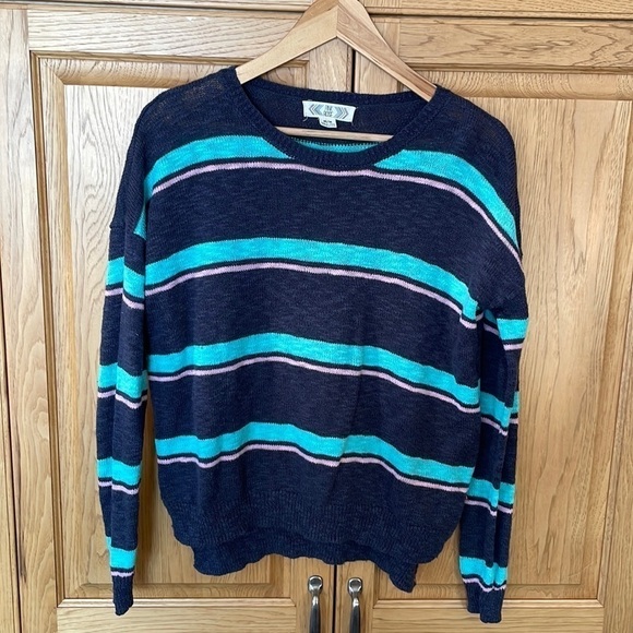 Pink Rose Striped Sweater size medium - Picture 1 of 5